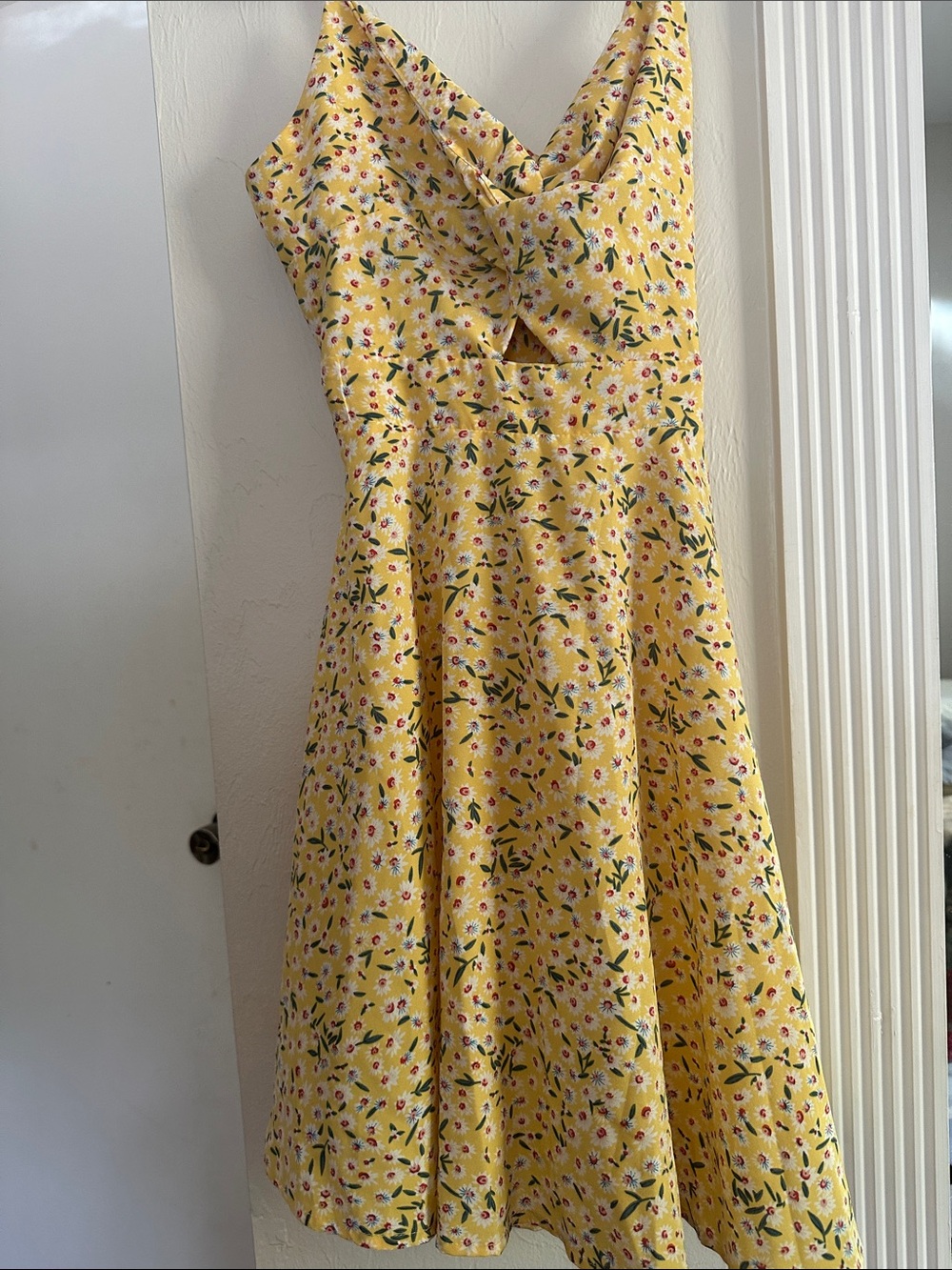 SHEIN Yellow Floral Backless Dress